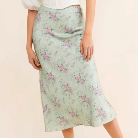 NWT Maison Amory Romance Slip Skirt - Green Floral - Picture 3 of 8